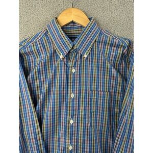 VTG Brooks Brothers Country Club Shirt Mens Large Blue Plaid L/S Made in USA